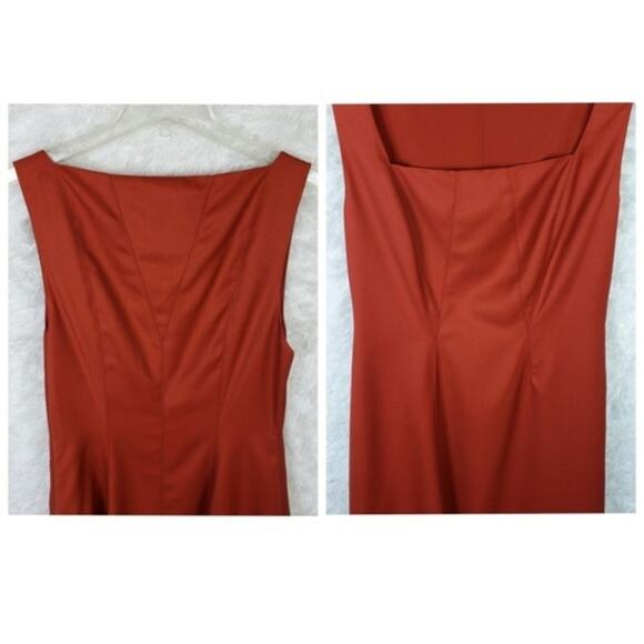 LOROD Pinafore Rust Seamed Flare Wool Silk Dress Square Neck Retro - Picture 6 of 8